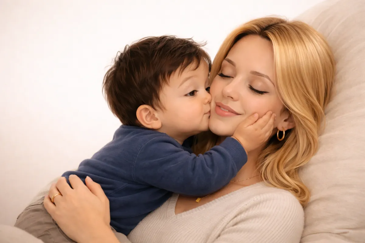 Mãe e bebê em momento de carinho